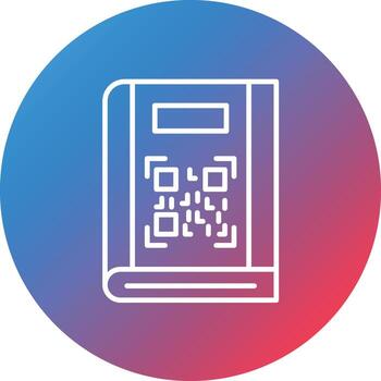QR Code Line Gradient Circle Background Icon vector