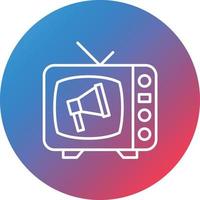 icono de fondo de círculo degradado de línea comercial de tv vector