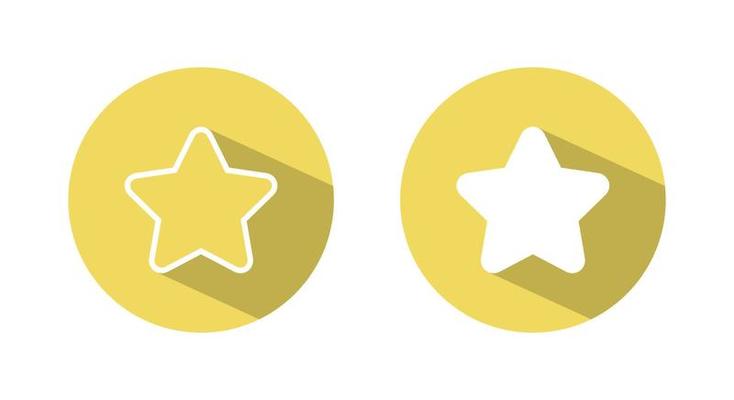 Star icon vector with shadow isolated on circle background