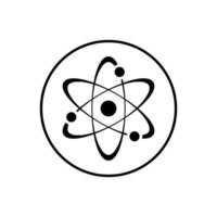 Science atom, atomic icon vector isolated on circle line background