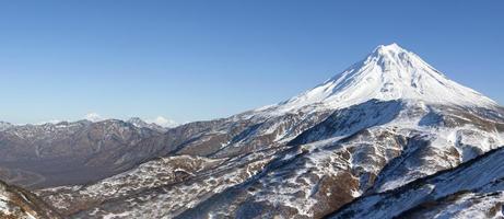 Volcano landscape of Kamchatka Peninsula. Selective focus photo