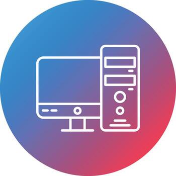 computadora torre línea gradiente círculo fondo icono vector