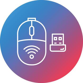 icono de fondo de círculo de gradiente de línea de mouse inalámbrico vector