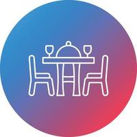 icono de fondo de círculo degradado de línea de mesa de comedor vector