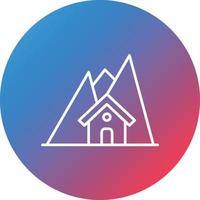 Mountain House Line Gradient Circle Background Icon vector