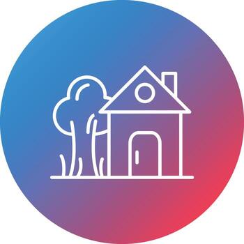 árbol casa línea gradiente círculo fondo icono vector