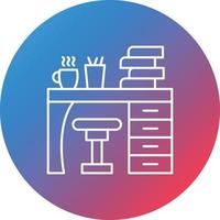 Study Table Line Gradient Circle Background Icon vector