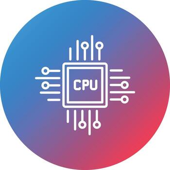 CPU Processor Line Gradient Circle Background Icon vector