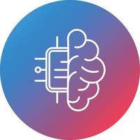 Brain Chip Line Gradient Circle Background Icon vector