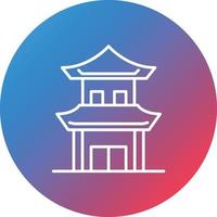 Chinese House Line Gradient Circle Background Icon vector