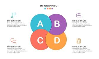 infografía de 4 círculos superpuestos. ilustración vectorial vector