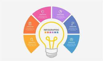 infografía de bombilla con 6 opciones. vector