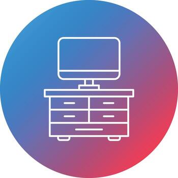 TV Table Line Gradient Circle Background Icon vector