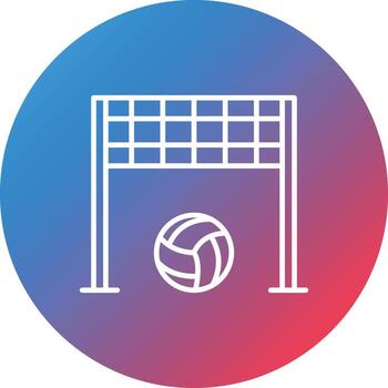 Volleyball Net Line Gradient Circle Background Icon vector