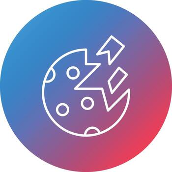 Planet Destoryed Line Gradient Circle Background Icon vector