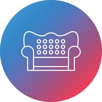 icono de fondo de círculo degradado de línea de sofá vector
