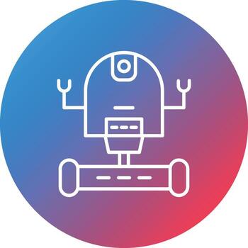 Space Robot Line Gradient Circle Background Icon vector