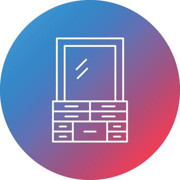 Dressing Table Line Gradient Circle Background Icon vector