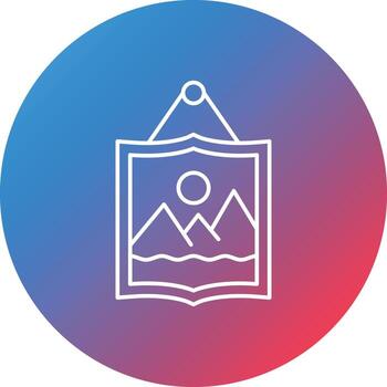 Picture Frame Line Gradient Circle Background Icon vector