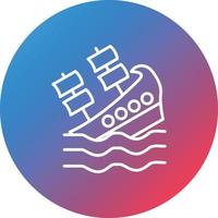 Shipwreck Line Gradient Circle Background Icon vector