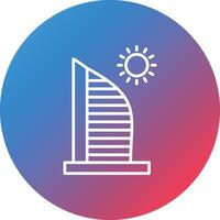 Burj al Arab Line Gradient Circle Background Icon vector