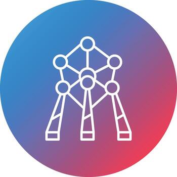 Atomium Line Gradient Circle Background Icon vector
