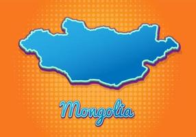 Retro map of Mongolia with halftone background. Cartoon map icon in comic book and pop art style. Cartography business concept. Great for kids design,educational game,magnet or poster design. vector