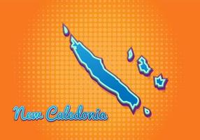 Retro map of New Caledonia with halftone background. Cartoon map icon in comic book and pop art style. Cartography business concept. Great for kids design,educational game,magnet or poster design. vector