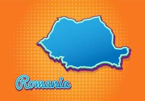 Retro map of Romania with halftone background. Cartoon map icon in comic book and pop art style. Cartography business concept. Great for kids design,educational game,magnet or poster design. vector