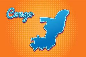 Retro map of congo with halftone background. Cartoon map icon in comic book and pop art style. Cartography business concept. Great for kids design,educational game,magnet or poster design. vector