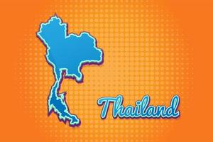 Retro map of thailand with halftone background. Cartoon map icon in comic book and pop art style. Cartography business concept. Great for kids design,educational game,magnet or poster design. vector