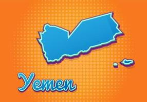 mapa retro de yemen con fondo de medios tonos. icono de mapa de dibujos animados en cómic y estilo pop art. concepto de negocio de cartografía. genial para el diseño de niños, juegos educativos, imanes o diseño de afiches. vector