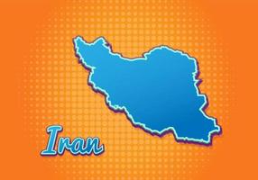 Retro map of iran with halftone background. Cartoon map icon in comic book and pop art style. Cartography business concept. Great for kids design,educational game,magnet or poster design. vector