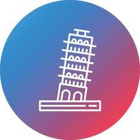 icono de fondo de círculo degradado de línea de torre de pisa vector