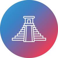 Chichen Itza Line Gradient Circle Background Icon vector