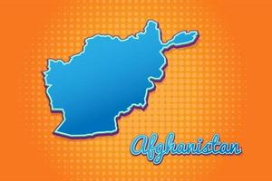 Retro map of Afghanistan with halftone background. Cartoon map icon in comic book and pop art style. Cartography business concept. Great for kids design,educational game,magnet or poster design. vector