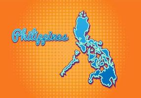 Retro map of Philippines with halftone background. Cartoon map icon in comic book and pop art style. Cartography business concept. Great for kids design,educational game,magnet or poster design. vector