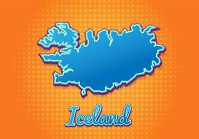 mapa retro de islandia con fondo de medios tonos. icono de mapa de dibujos animados en cómic y estilo pop art. concepto de negocio de cartografía. genial para el diseño de niños, juegos educativos, imanes o diseño de afiches. vector