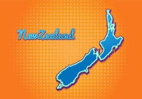 Retro map of new Zealand with halftone background. Cartoon map icon in comic book and pop art style. Cartography business concept. Great for kids design,educational game,magnet or poster design. vector