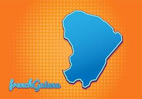 Retro map of french Guiana with halftone background. Cartoon map icon in comic book and pop art style. Cartography business concept. Great for kids design,educational game,magnet or poster design. vector
