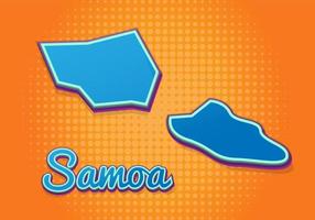 Retro map of Samoa with halftone background. Cartoon map icon in comic book and pop art style. Cartography business concept. Great for kids design,educational game,magnet or poster design. vector