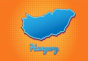 Retro map of hungary with halftone background. Cartoon map icon in comic book and pop art style. Cartography business concept. Great for kids design,educational game,magnet or poster design. vector