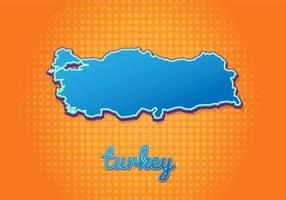 Retro map of turkey with halftone background. Cartoon map icon in comic book and pop art style. Cartography business concept. Great for kids design,educational game,magnet or poster design. vector