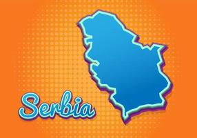 Retro map of Serbia with halftone background. Cartoon map icon in comic book and pop art style. Cartography business concept. Great for kids design,educational game,magnet or poster design. vector