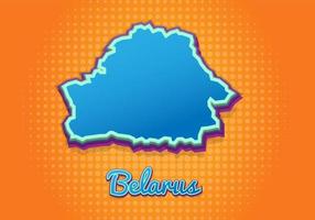 Retro map of belarus with halftone background. Cartoon map icon in comic book and pop art style. Cartography business concept. Great for kids design,educational game,magnet or poster design. vector