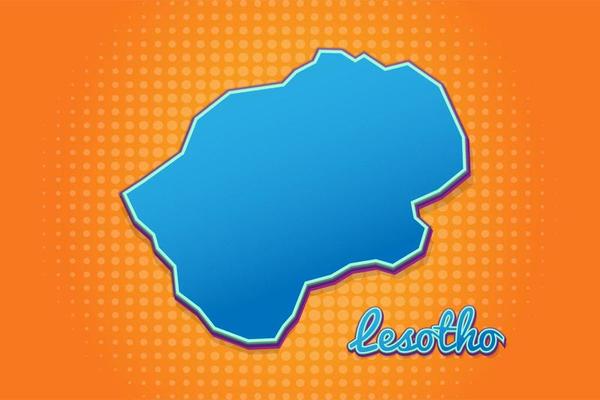 Retro map of Lesotho with halftone background. Cartoon map icon in comic book and pop art style. Cartography business concept. Great for kids design,educational game,magnet or poster design.