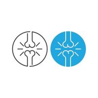 Knee joint pain, ache of Knee,leg Skeleton, arthritis, osteoporosis. Vector icon