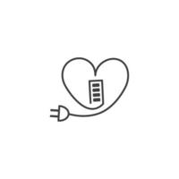 Love energy, heart charge. Vector hand drawn logo icon