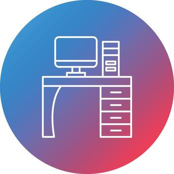 Computer Table Line Gradient Circle Background Icon vector