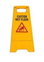 Warning sign for slippery floor isolated on white background, copy space.